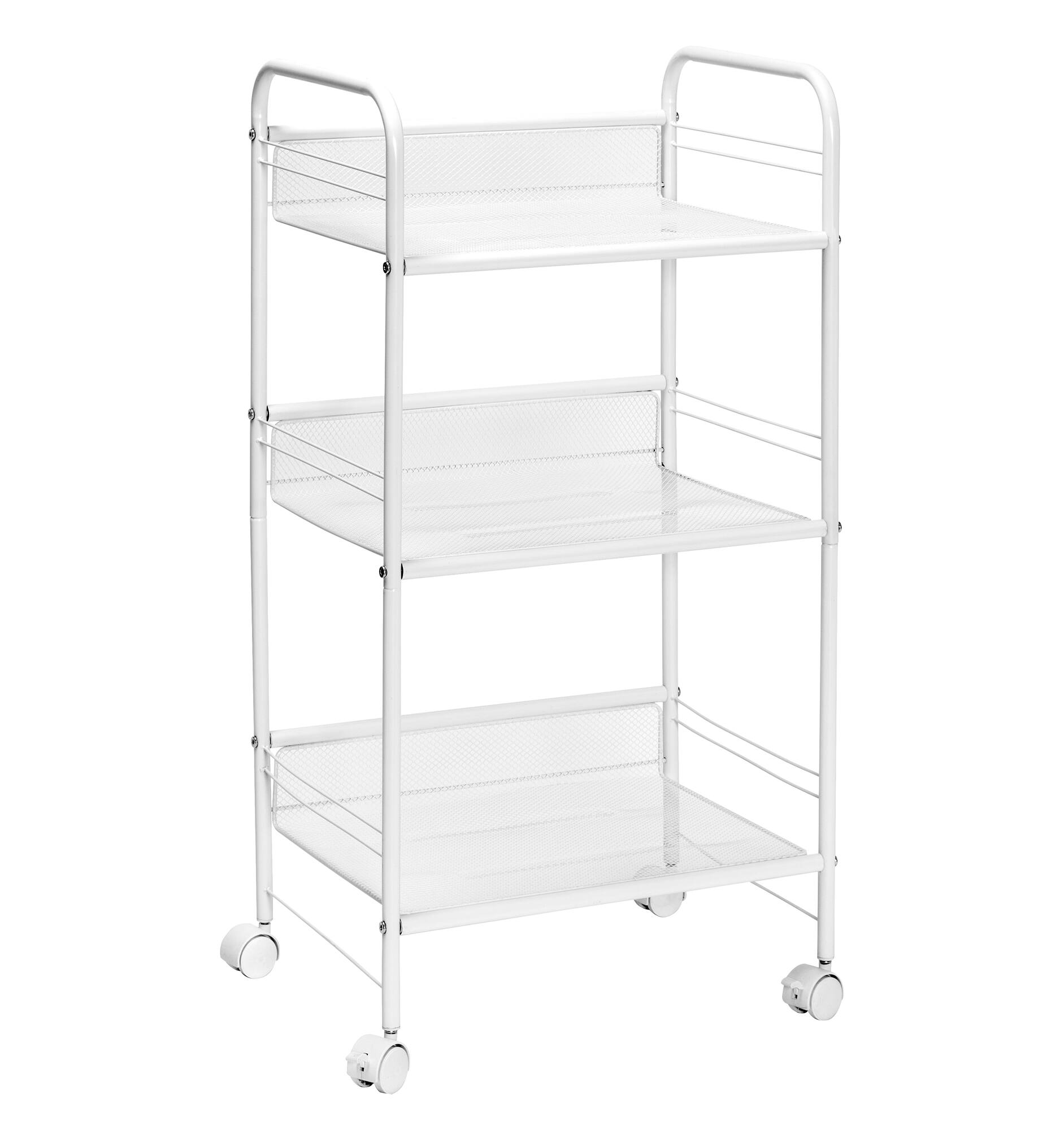 Honey Can Do White 3-Tier Mesh Rolling Cart